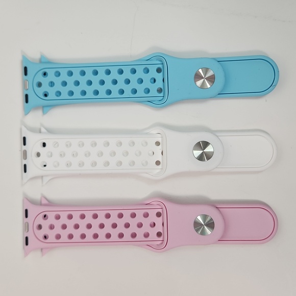 COPY - 22 mm lug Apple Watch Compatible 3 band latex snap band set for MEN, NWT - Picture 6 of 15